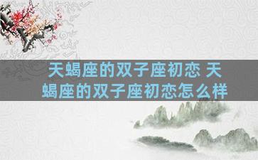 天蝎座的双子座初恋 天蝎座的双子座初恋怎么样